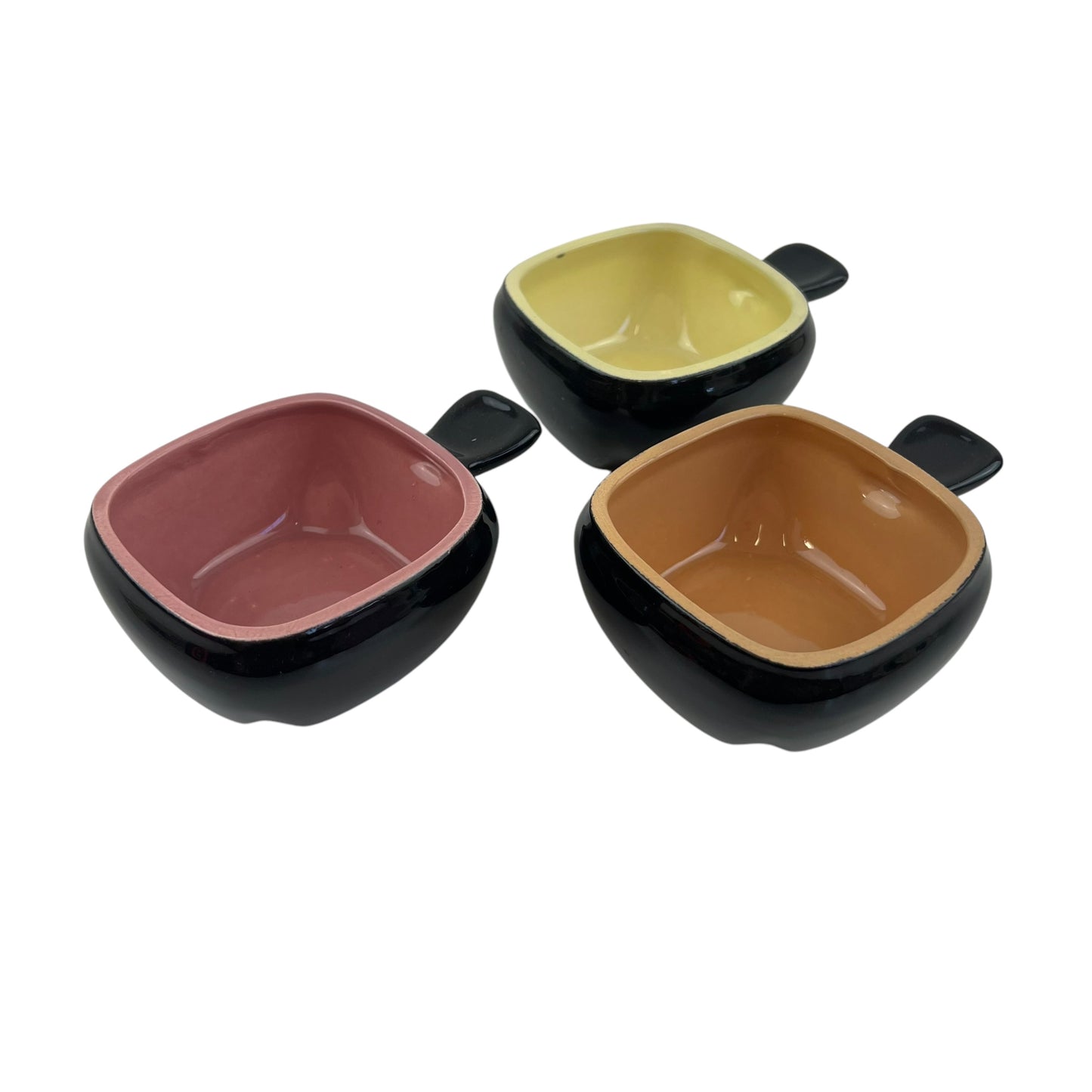 Black Ramekin Set of 3 (pink, yellow & orange inside)