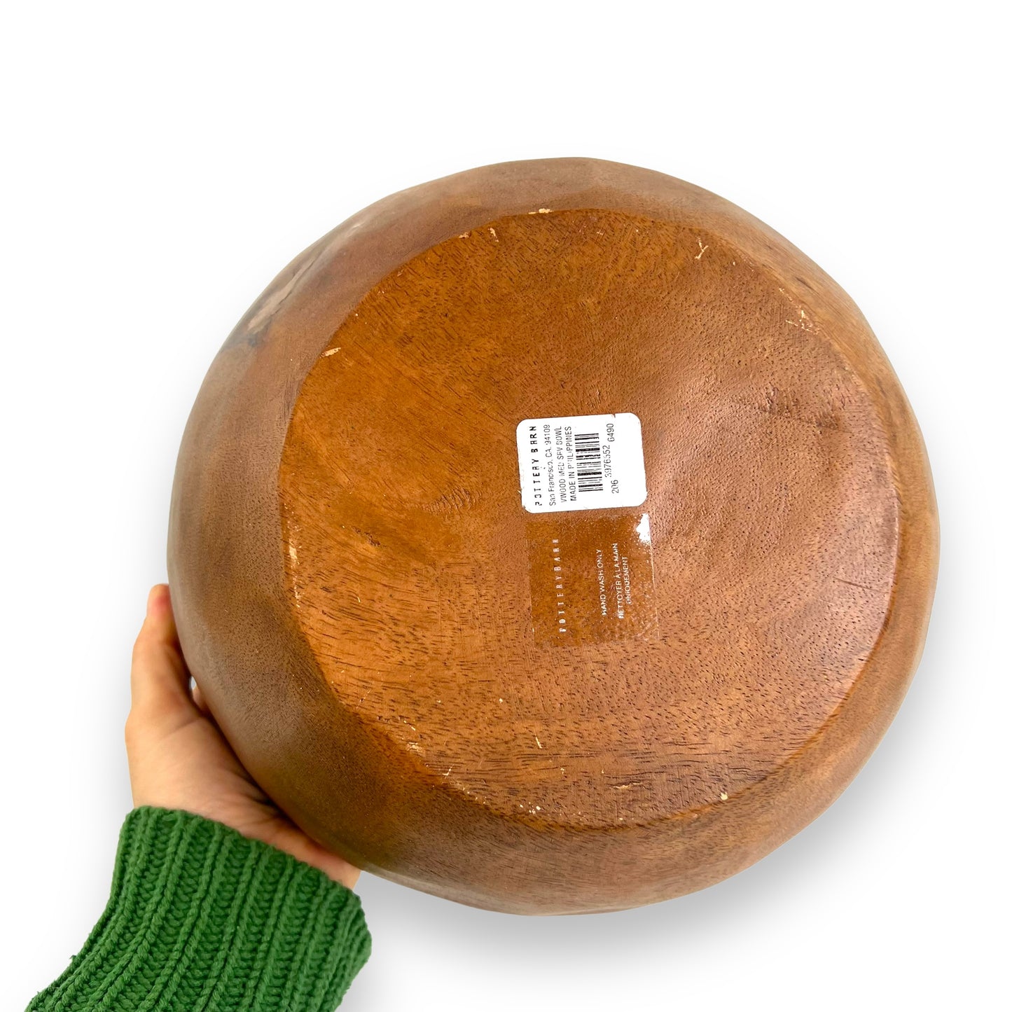 Large wooden pottery barn bowl