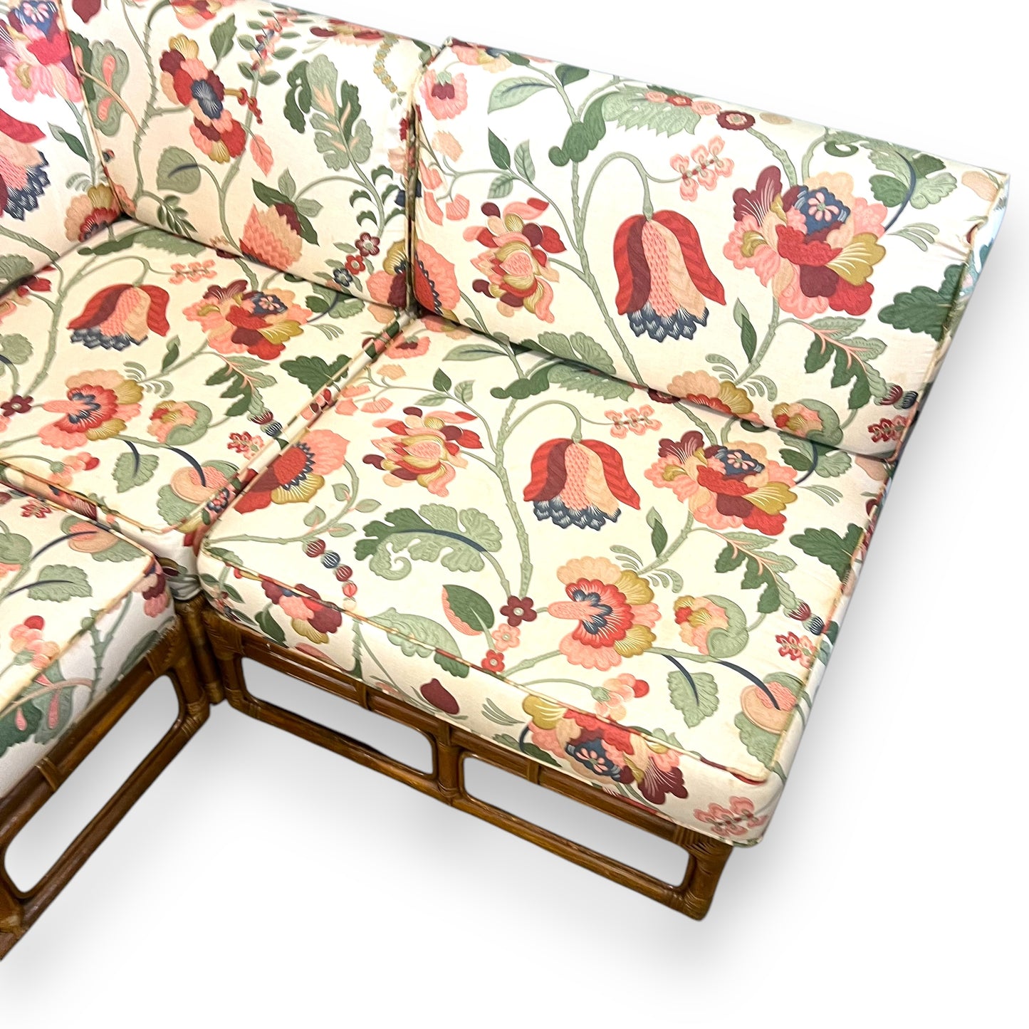 Cane 4 Piece Modular Lounge Floral Cushions