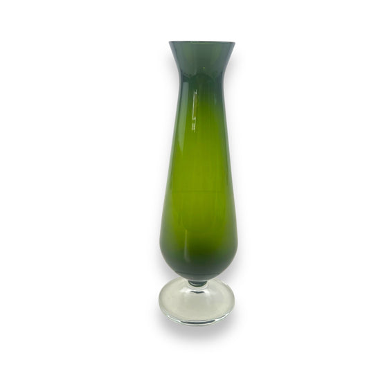 Green Empoli Art Glass Vase with Clear Base