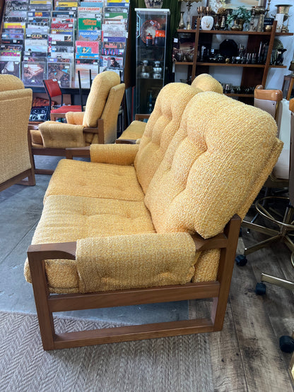 Mustard Yellow Bouclé Two-Seater Lounge