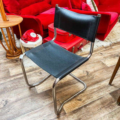 Cantilever Chrome Chair with Black Sling Seat