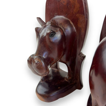 Wooden Hippo Bookends