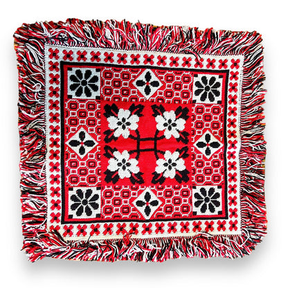 Red, Black and white patterned throw cushion cover 46cm x 50cm