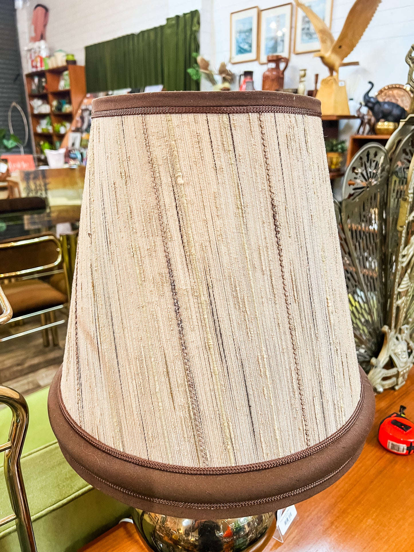 Brown Glazed Ceramic Table Lamp with Shade