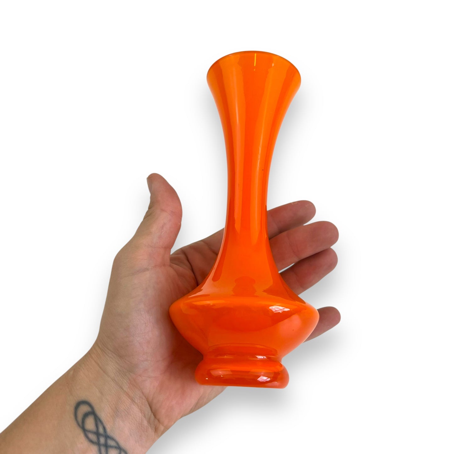 Orange Cased Glass Vase – Vibrant Retro Decor Statement Piece
