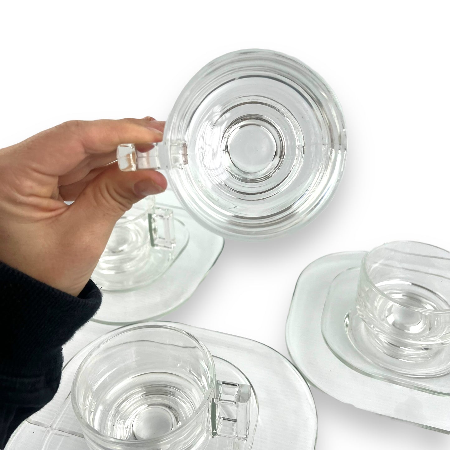 Joe Colombo Italian Arno Glass Trio: Salad plate, teacup & Saucer