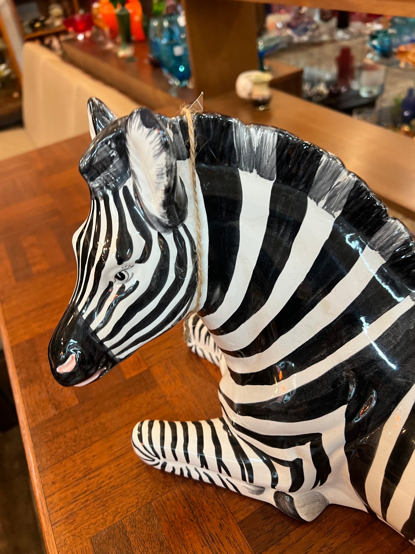 Vintage Ceramic Zebra Statue