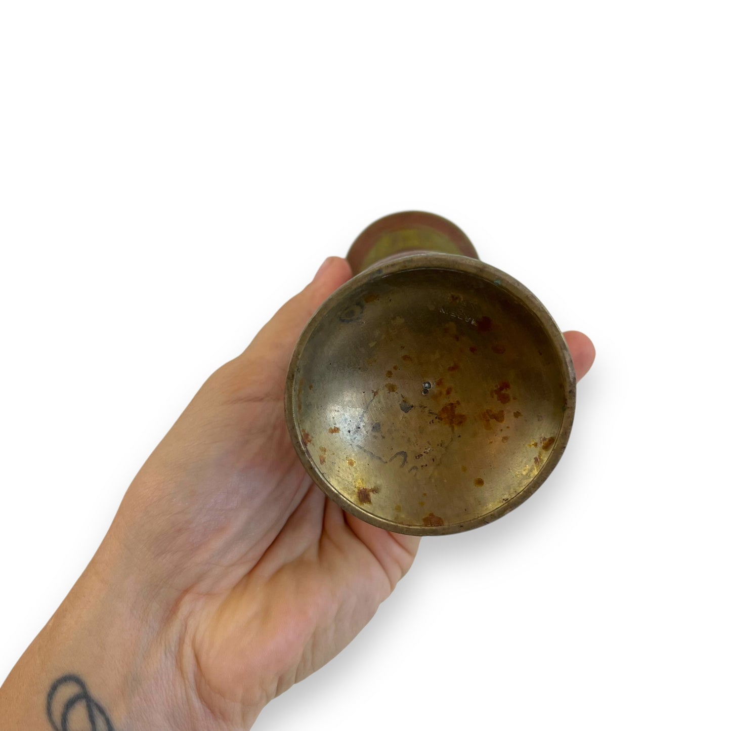 Brass Vase – Multicolored Floral Motif