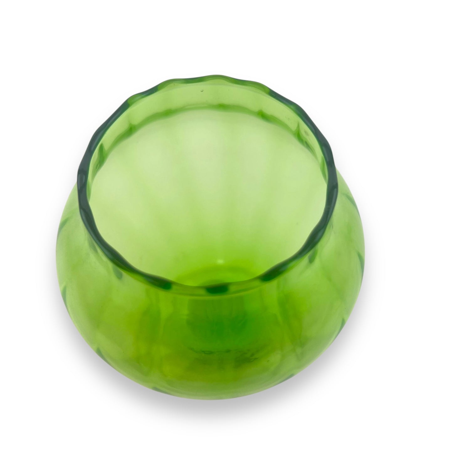 Green Empoli Art Glass Vase with Scalloped Rim