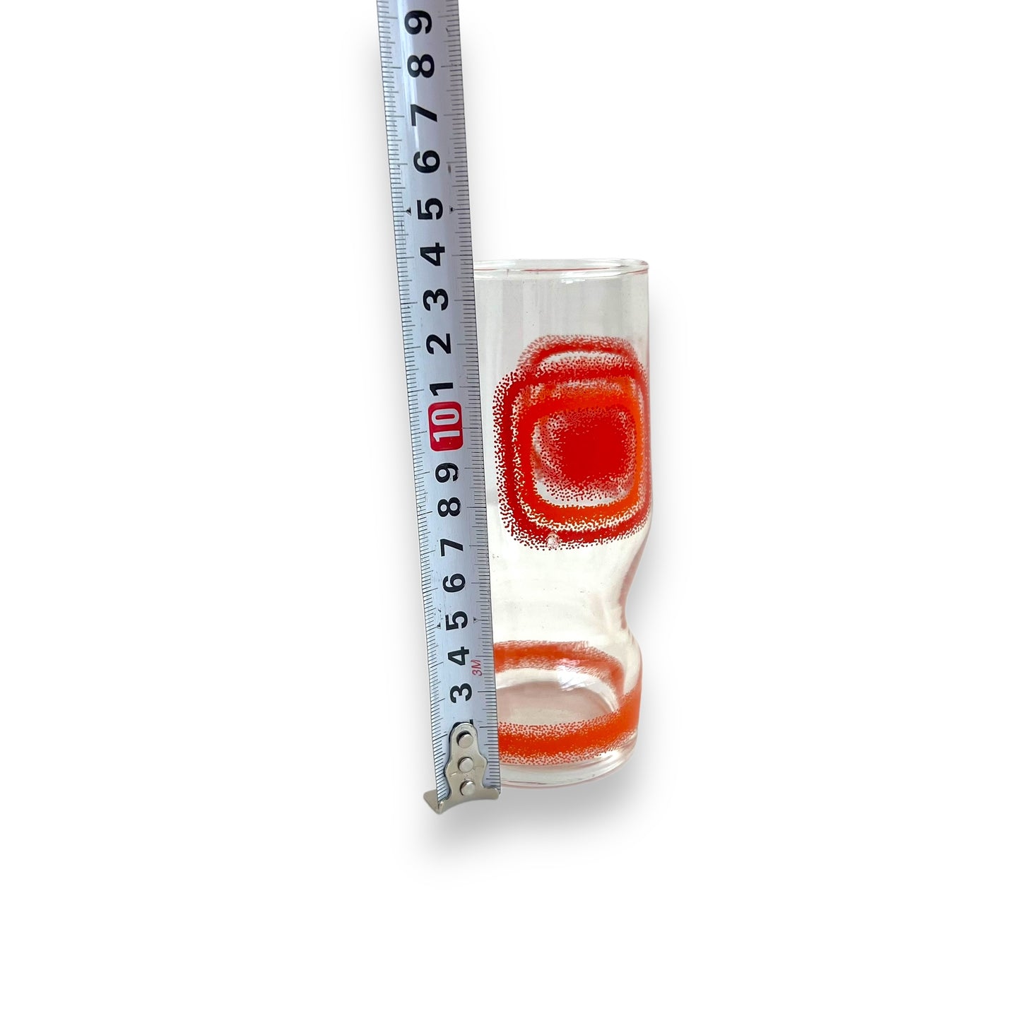 Red orange square pattern single glass