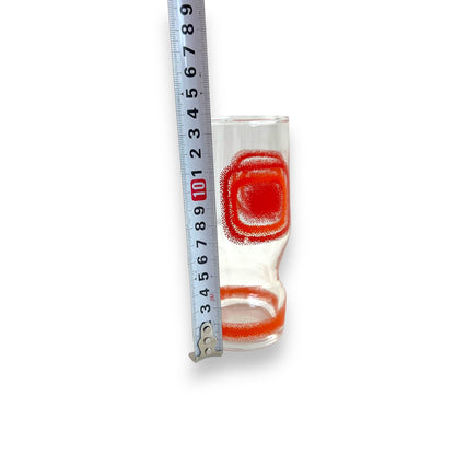 Red orange square pattern single glass