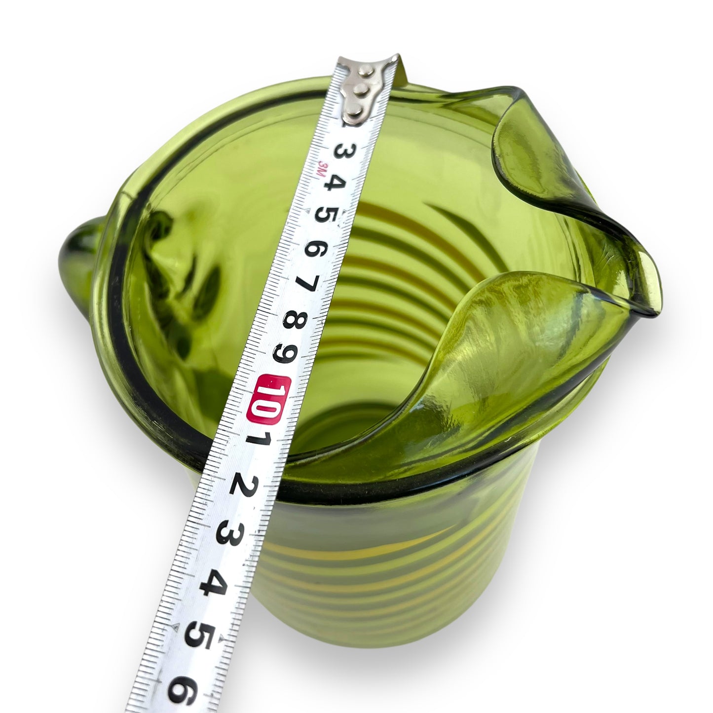 Green Glass Striped Jug