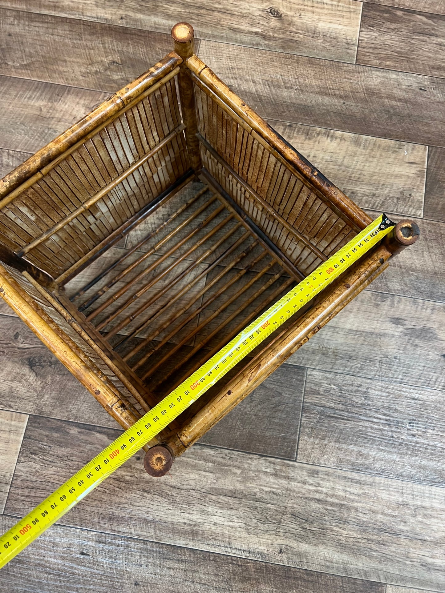Tortoiseshell Cane Plant Basket / Bamboo Planter Holder