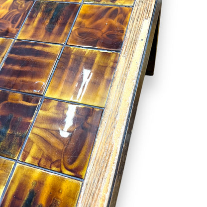 Retro Tile Coffee Table with Warm Brown and Amber Yellow Toned Tiles