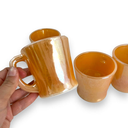FireKing ware Orange Lustre Cup Set of 5