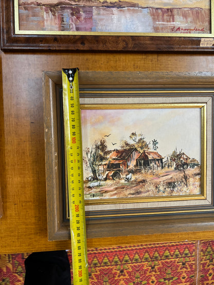 Australian Farm Landscape Oil Painting – Gillian Bolwell, Rustic Country Scene Near Kyneton, Framed Wall Art