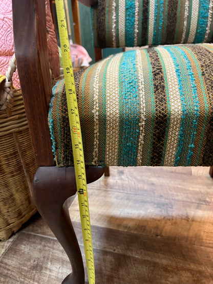 Vintage Blue Striped Timber Armchair