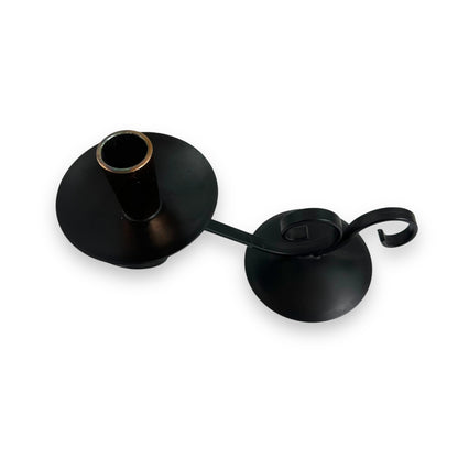 Black & Copper Metal Swirl Candlestick Holder