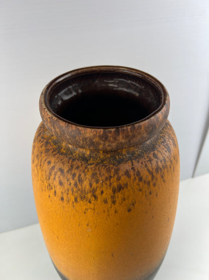 West German Pottery Orange & Brown Floor Vase
