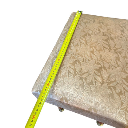 Footstool – Gold Floral Upholstery & Tapered Legs