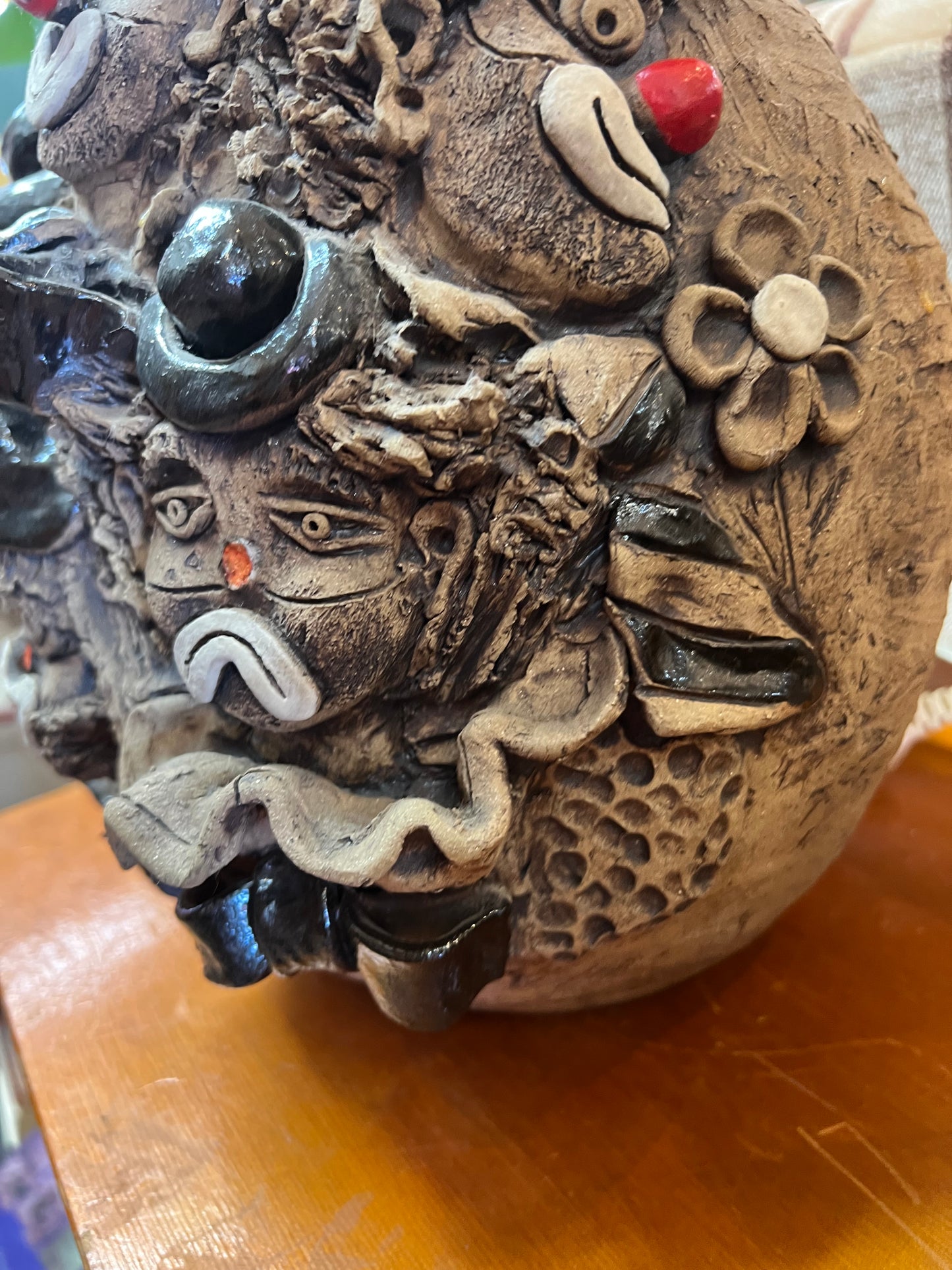 Sculptural Studio Pottery Clown Face Lamp Base