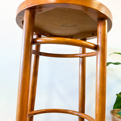 Bentwood Thonet style brown timber stool