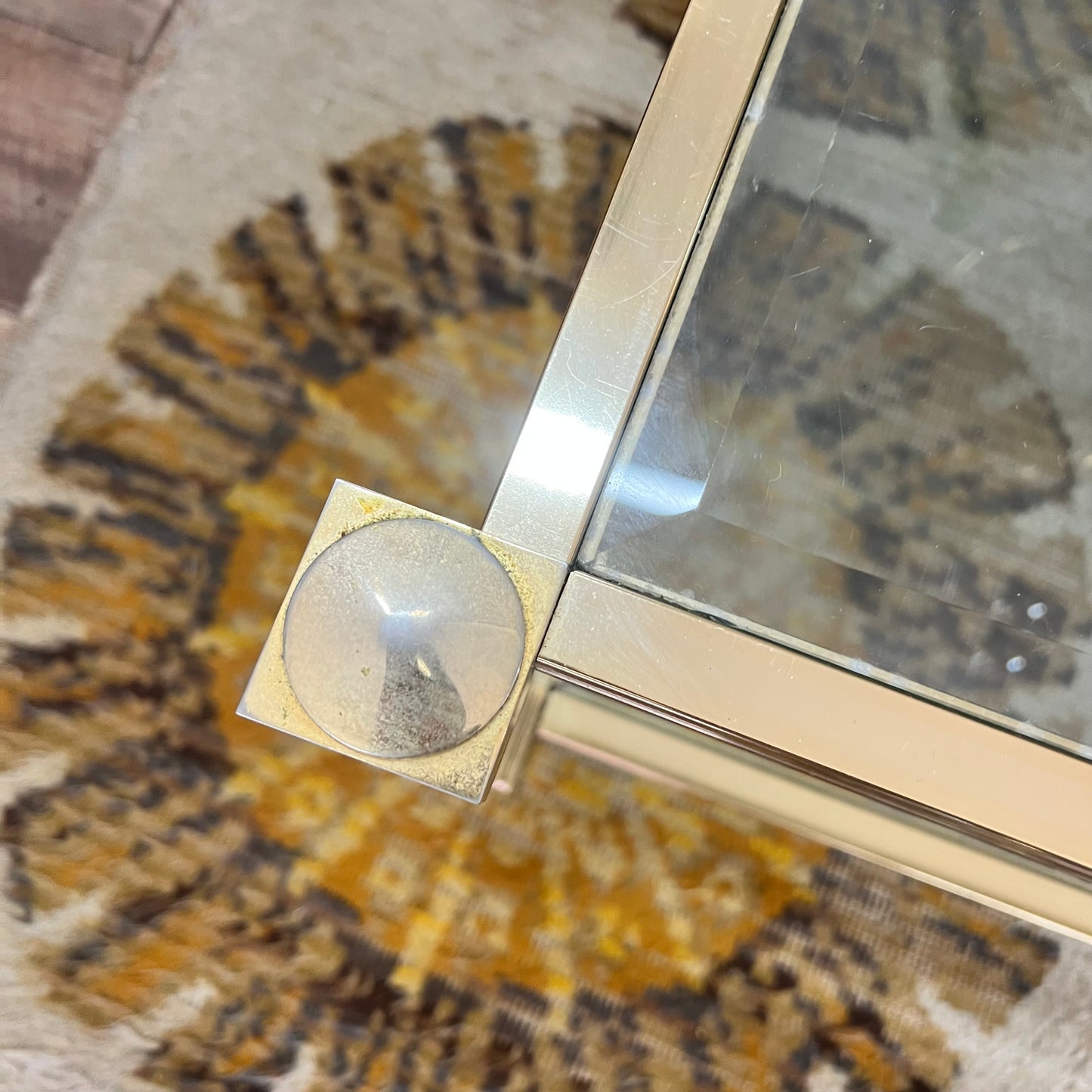 Pierre Vandel Paris Lucite & Brass Two-Tier Coffee Table