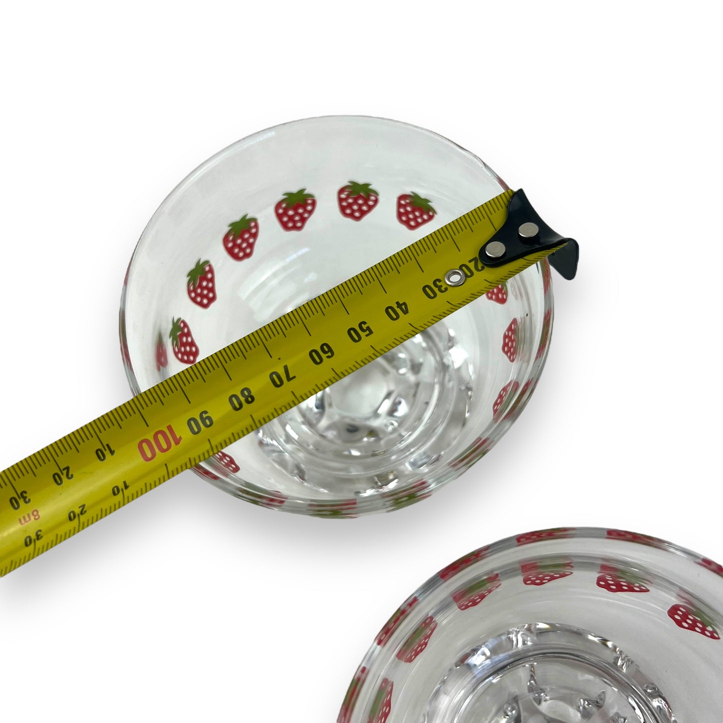 Glass Dessert Cup with strawberry pattern set of 4