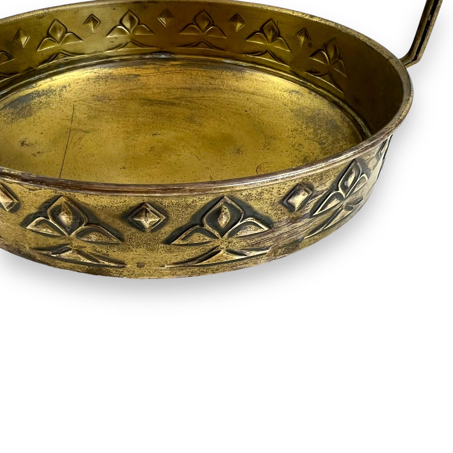 Brass Basket with Handle - Embossed Design
