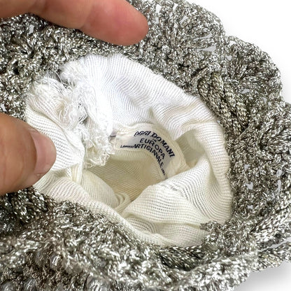 Silver Beaded Knitted evening Bag