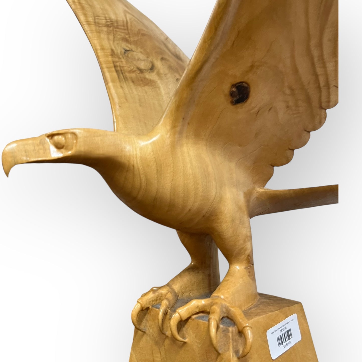 Hand-Carved Wooden Eagle Sculpture — Large Timber Carving