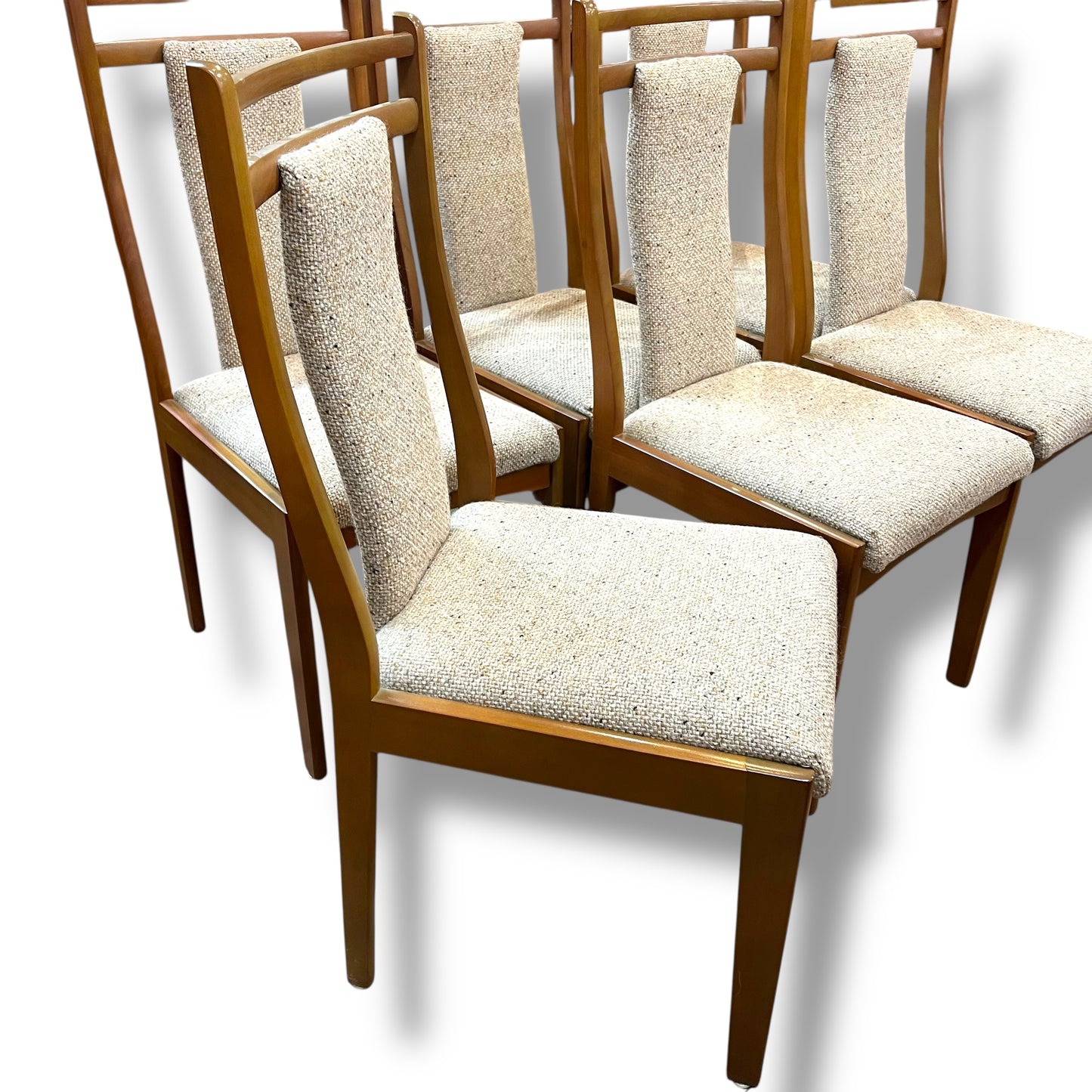 Set of 6 Vintage Dining Chairs with High Backrests