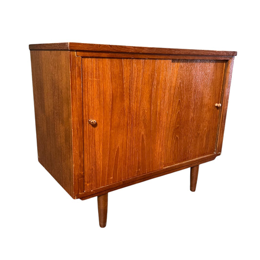 Teak Veneer Record Storage Cabinet