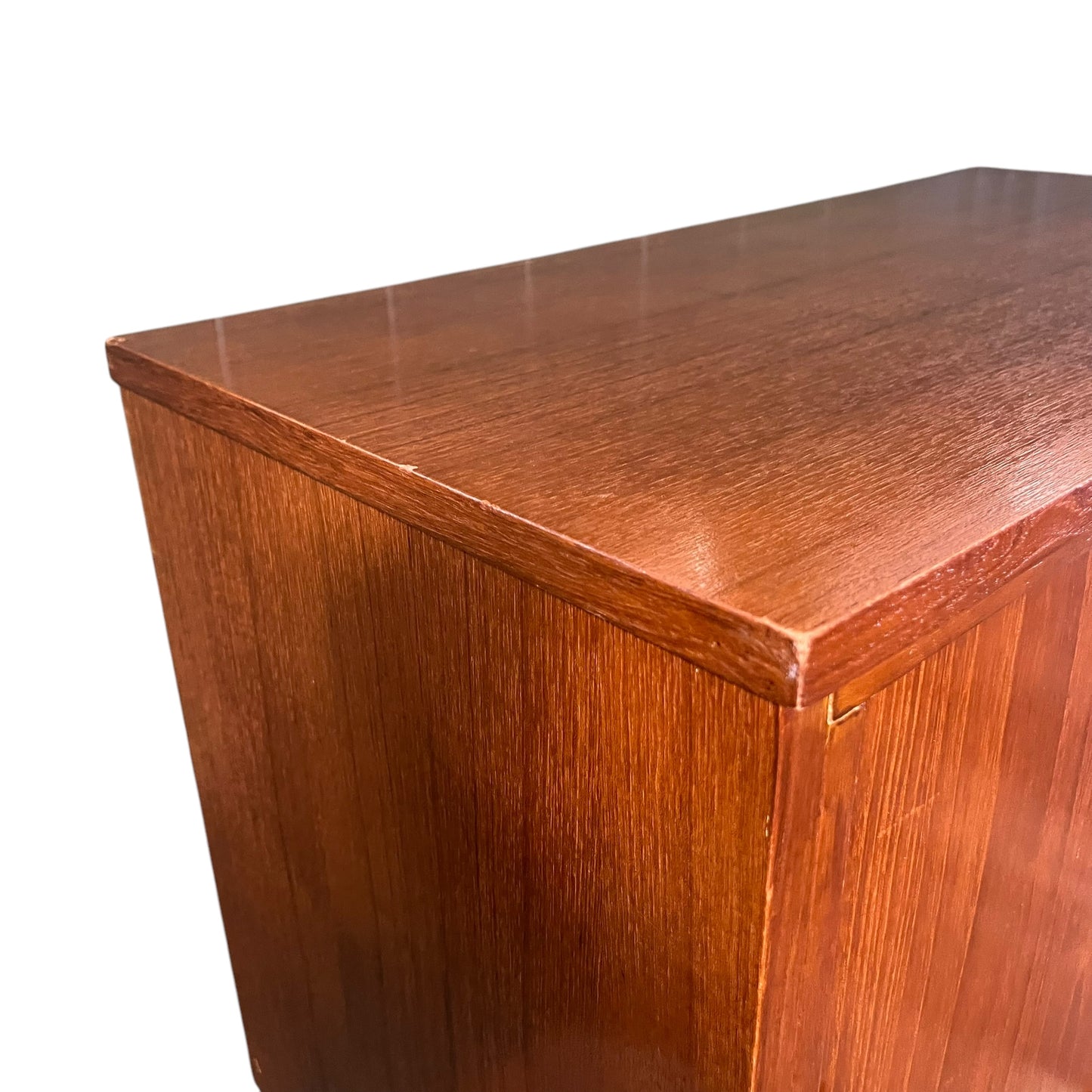 Teak Veneer Record Storage Cabinet