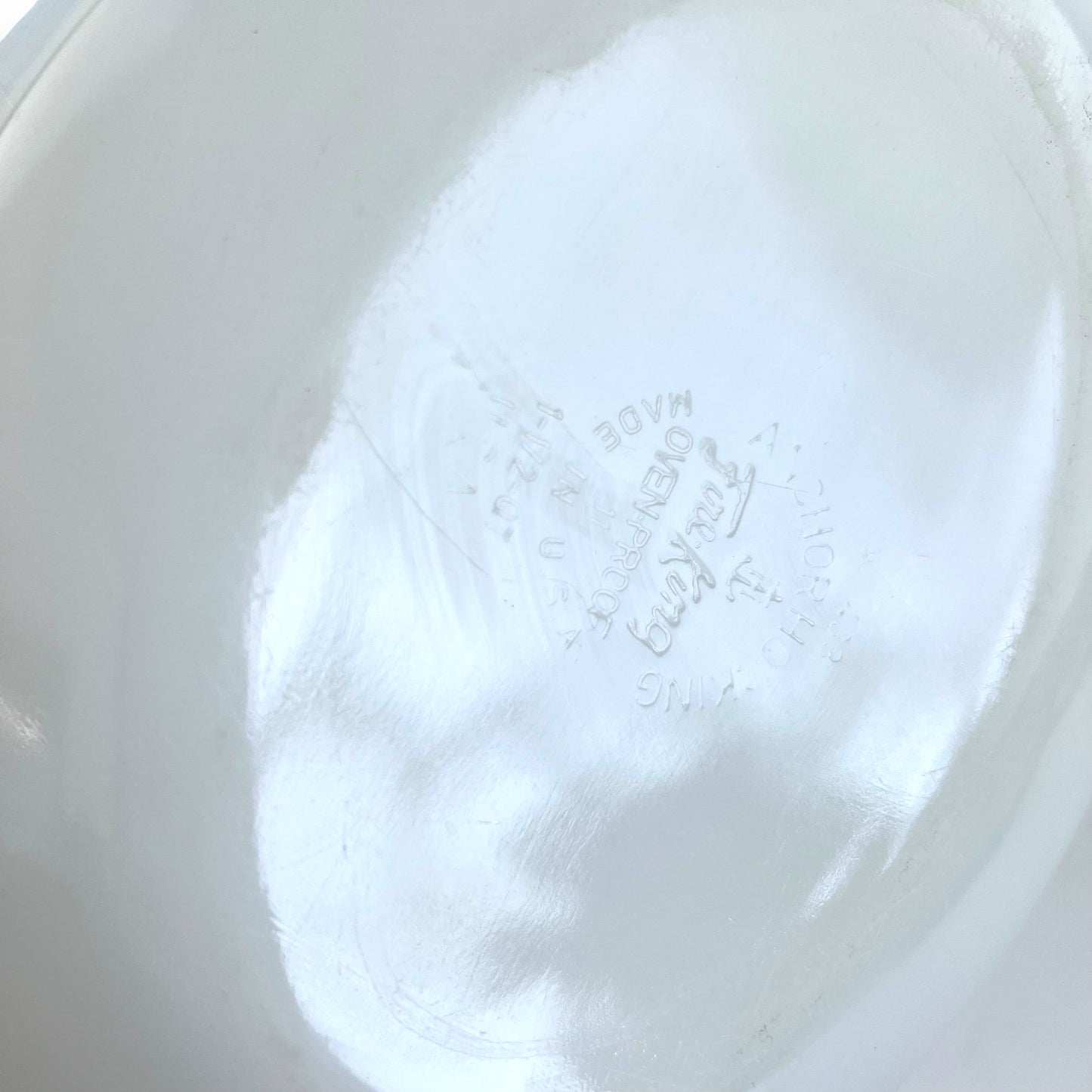 Anchor Hocking FireKing White Dish With Blue flower pattern and plain white lid - Made in USA