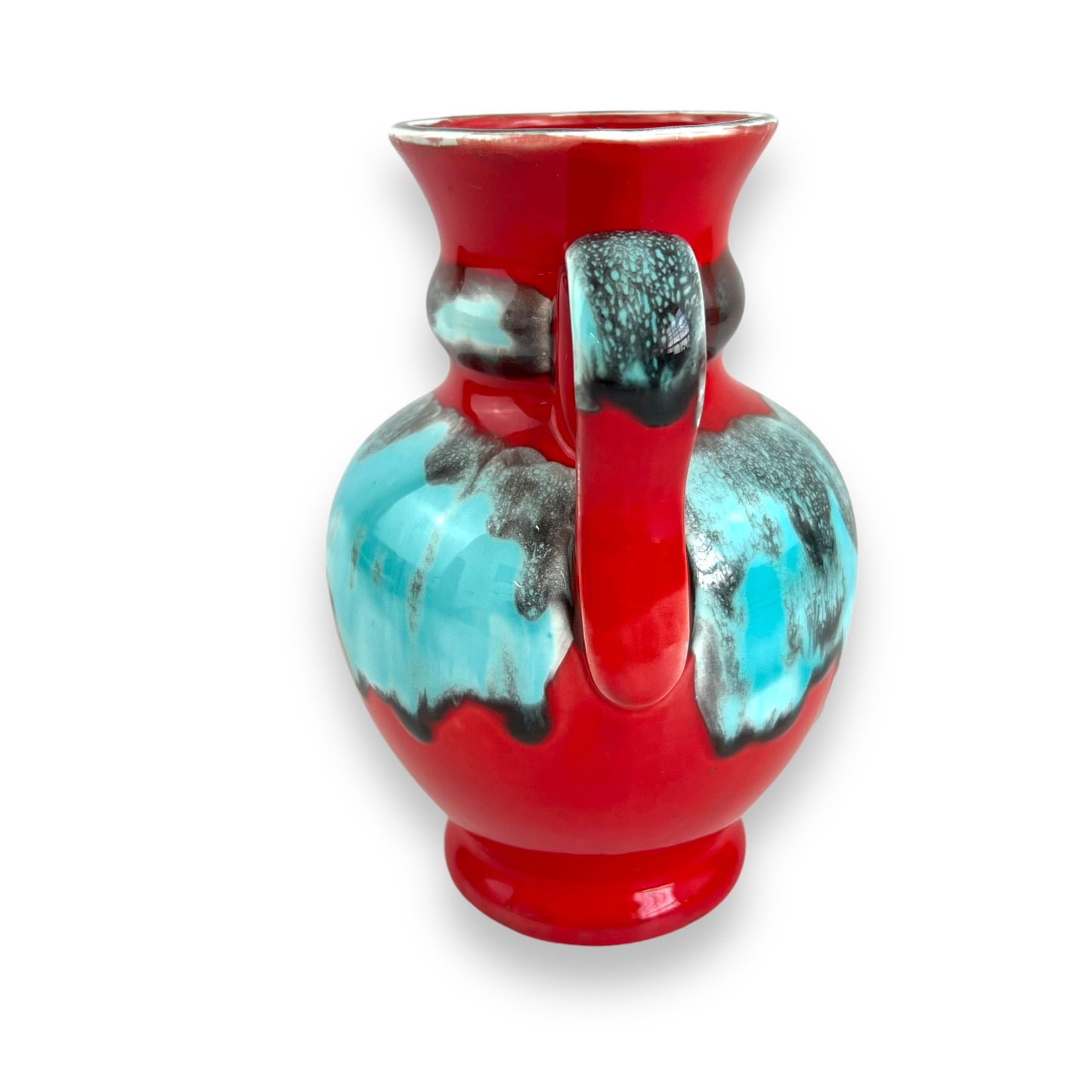 Red & Blue Twin Handle Ceramic Vase