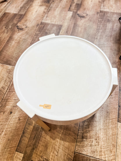 Round Side Table / Plant Stool – Two Tone Cream Plastic