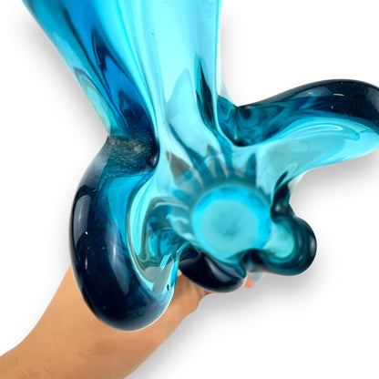 Blue Finger Pull Glass Vase