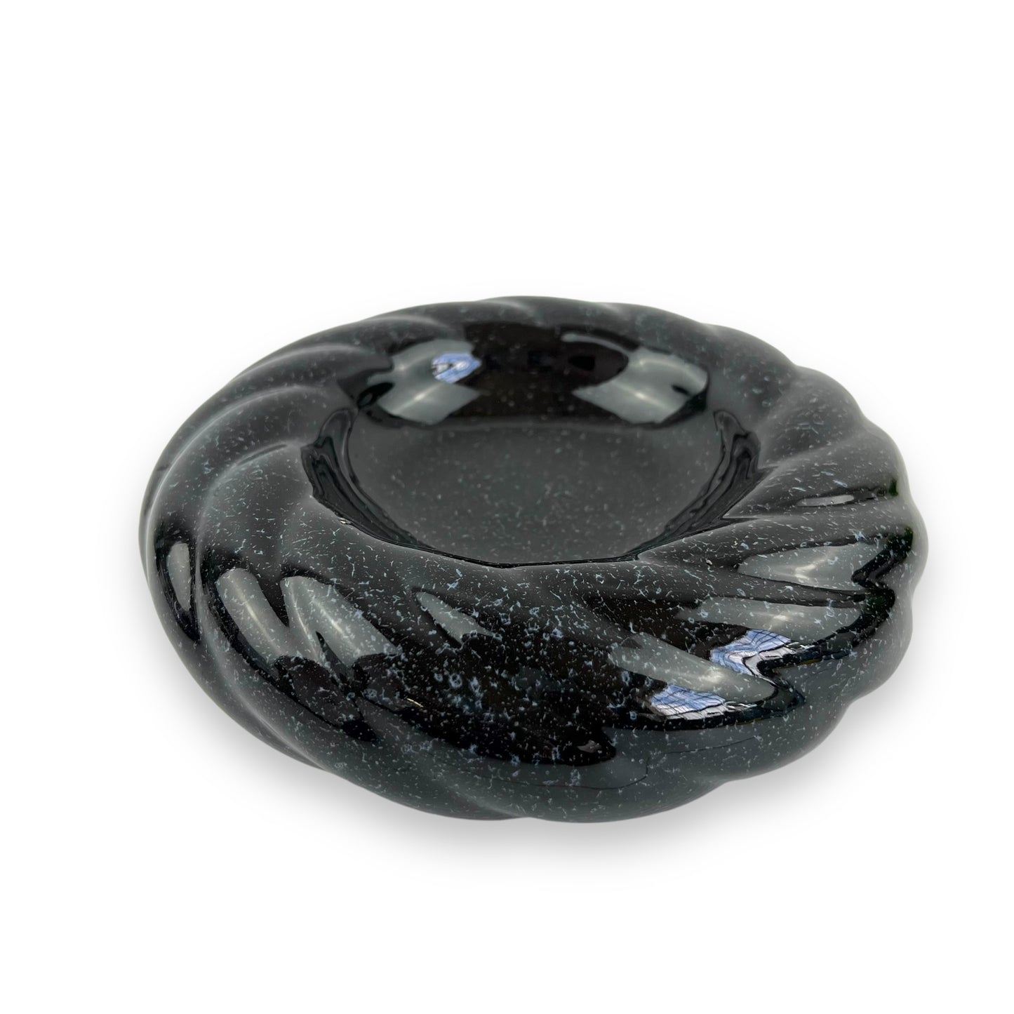 Black 80s swirl ceramic dish