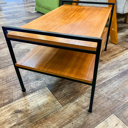 Coffee Table with Lower Shelf – Timber & Black Metal Frame