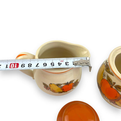 Sugar Pot & creamer set with fruit design