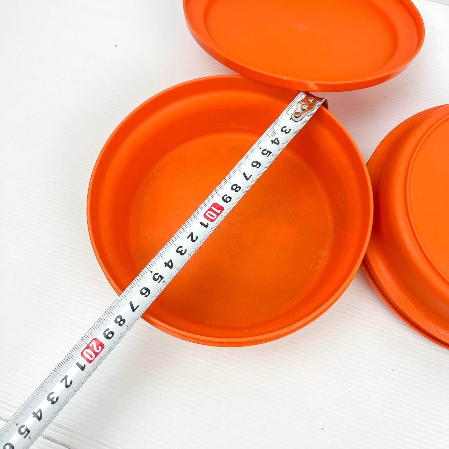Orange Tupperware round food storage container set of 2- Made in Australia