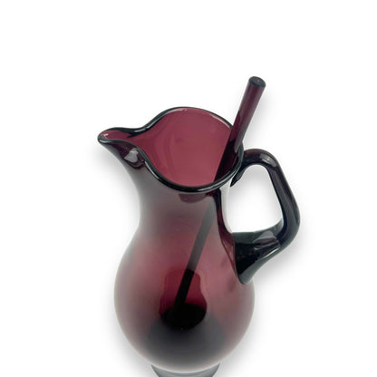 Purple Glass Carafe Jug and stirrer