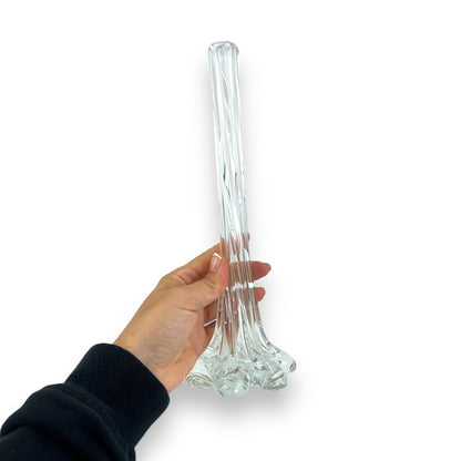 Elephant Foot Bud Vase, Elegant Twisted Ribbed Neck, Vintage Glass