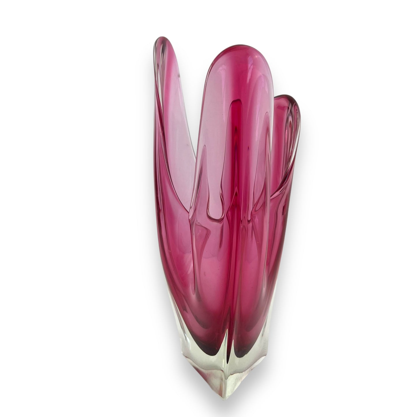 Pink Murano Style Glass Handkerchief Vase – Handblown Retro Art Glass