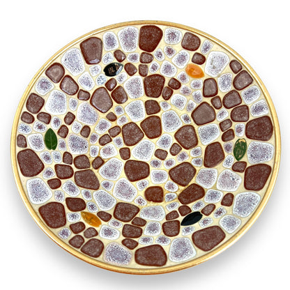 Mosaic Stone Bowl with Gold Base