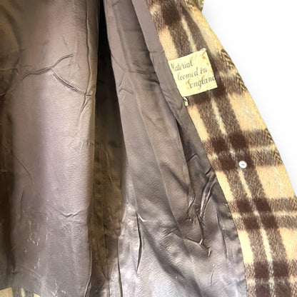 Brown and beige plaid check wool coat - Virgo Model Melbourne