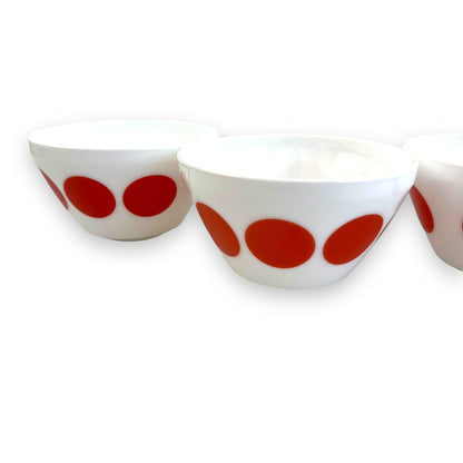 Red dot bowl set of 4