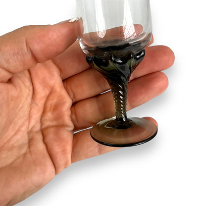Set of 5 Vintage Dessert Wine Glasses | Coloured Glass Stemware